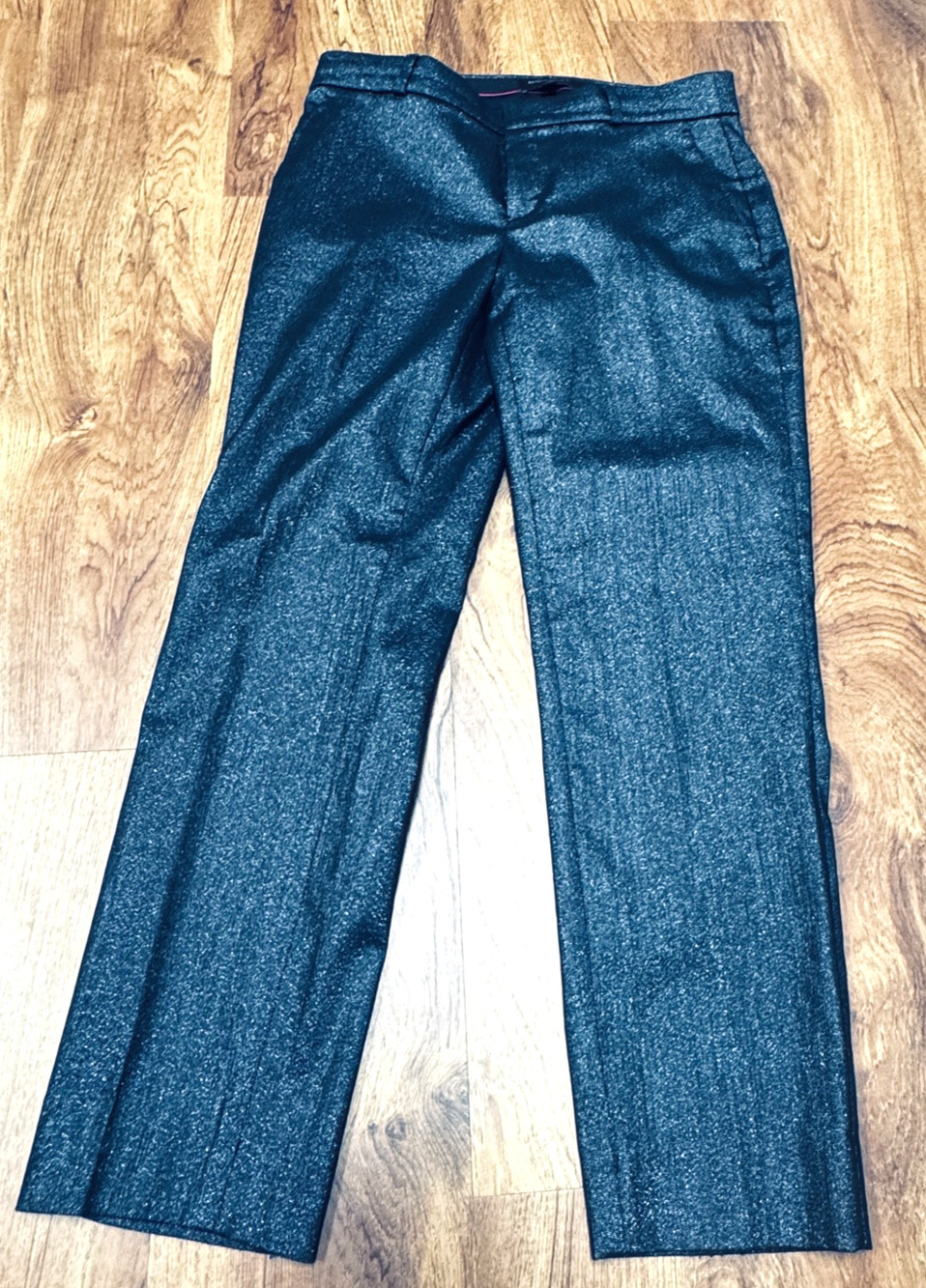 Banana Republic Black Shimmer Pants Glitter Avery Metallic sz 2 Shine dressy